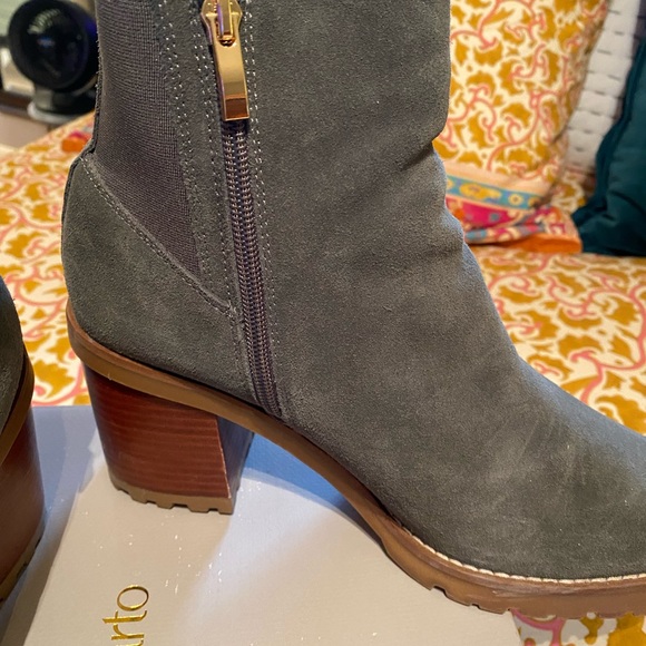 COPY - Lug sole stacked heel suede ankle boots - Picture 7 of 7